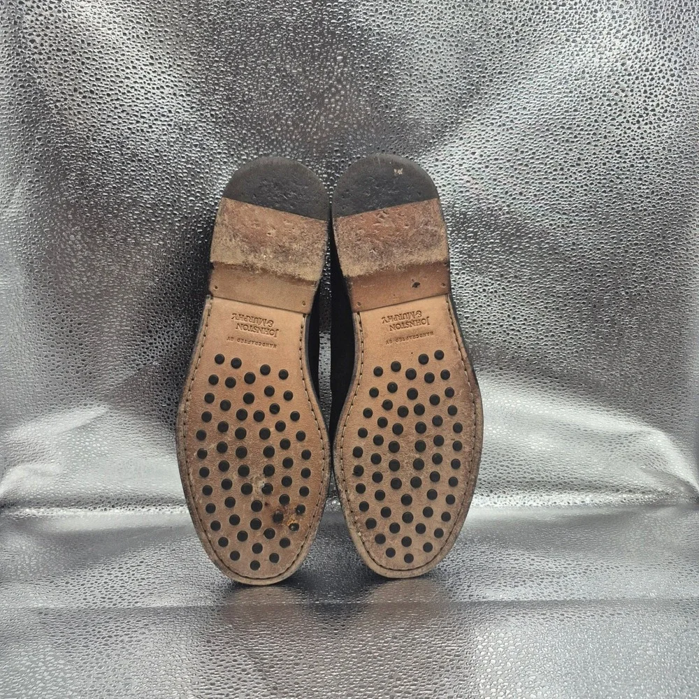 Johnston & Murphy Mens Black Suede Leather Trim Loafers Italy 8.5 M 15-8863